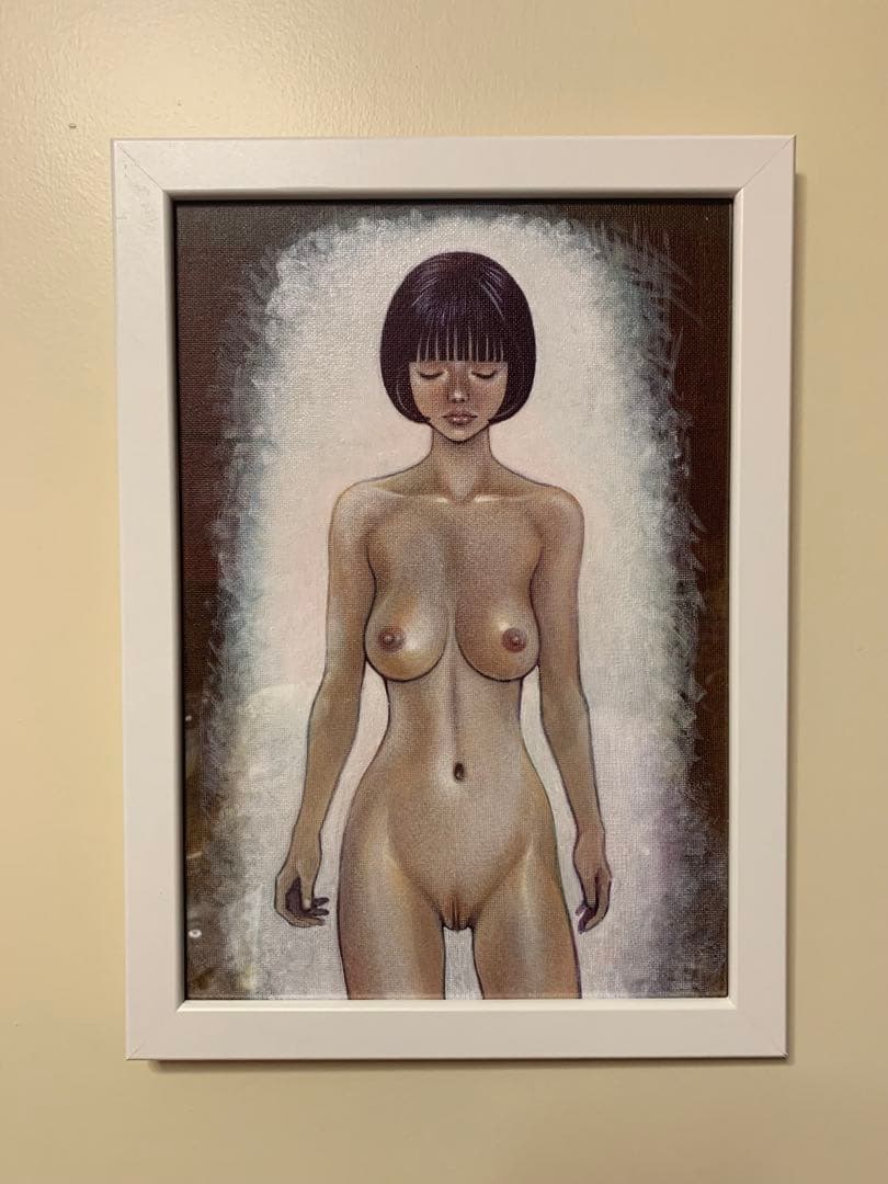 額入り　アクリル画　裸婦　美人画