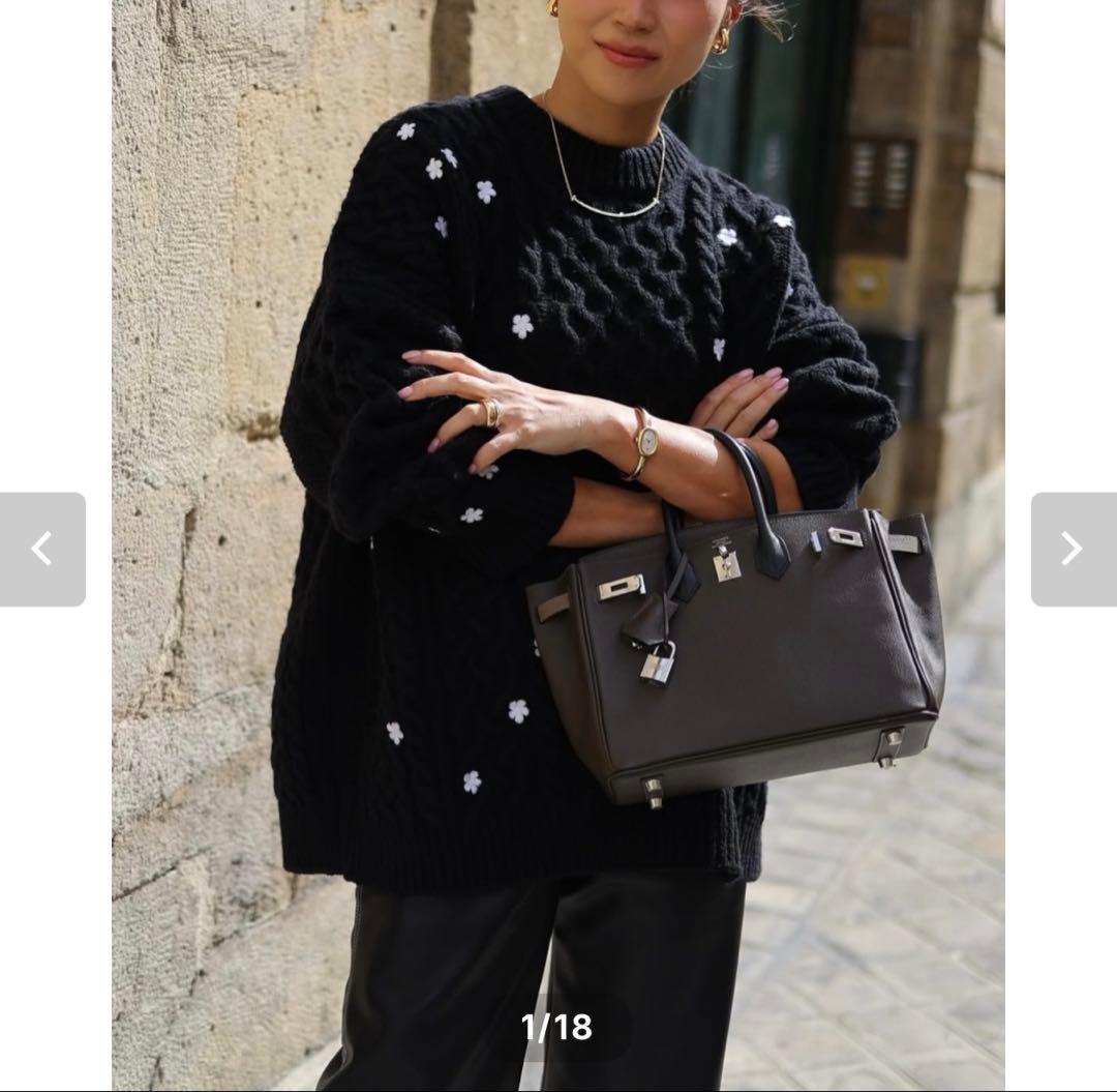 トップス Gypsohila Floral Cable Knit BLACK