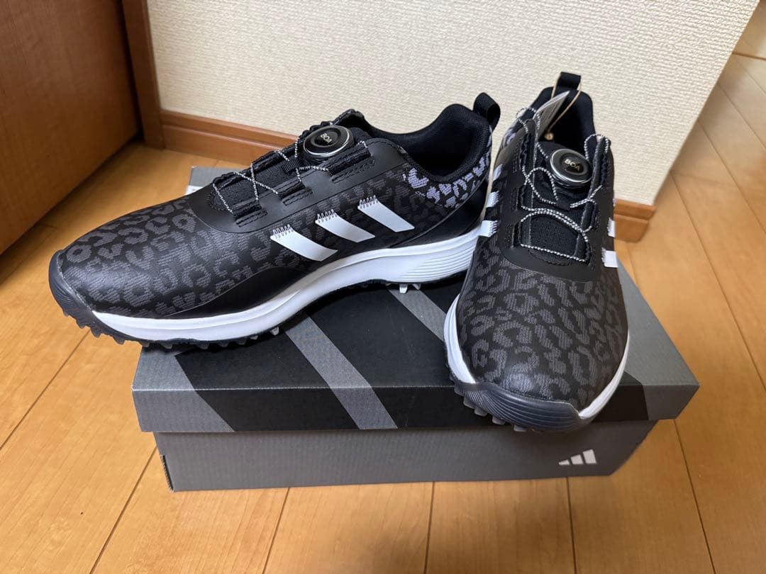 adidas S2G ゴルフシューズ 24.5 ブラック/レオパード 新品