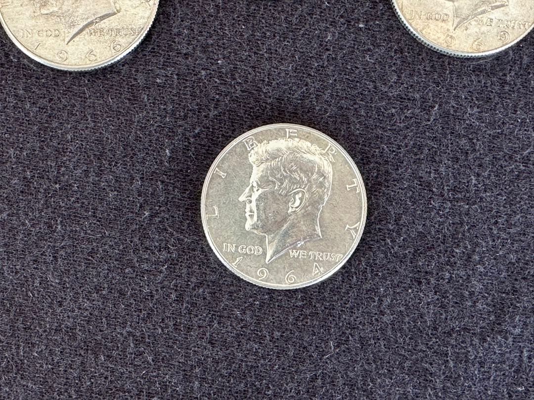 銀価格高騰中】米国ケネディ銀貨 4枚セット (1964年 90%銀貨入り