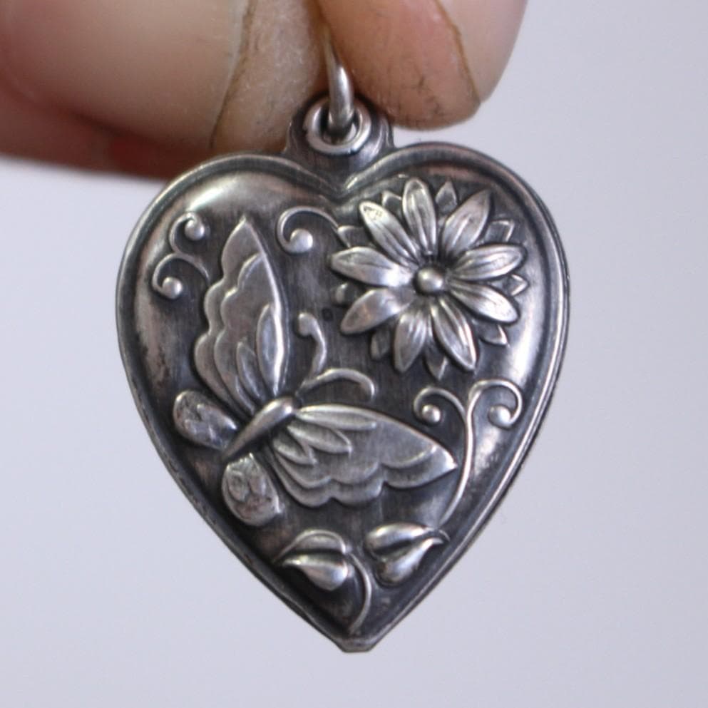 40s スウィートハートジュエリー WW2 シルバー バタフライ 蝶 花