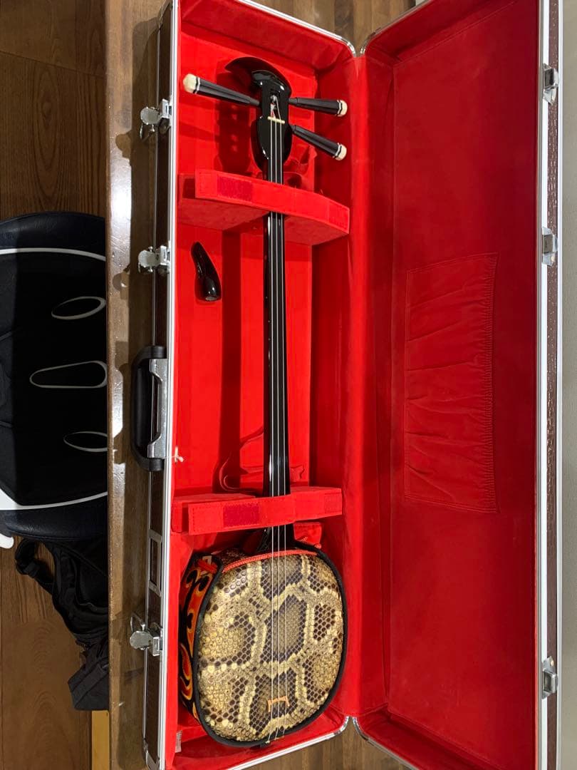 沖縄三線 ヘビ皮製 ケース付き