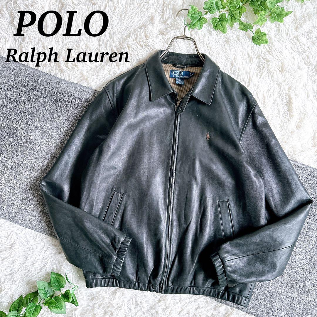希少 当時物 ラルフローレン レザースイングトップ 刺繍ロゴ M