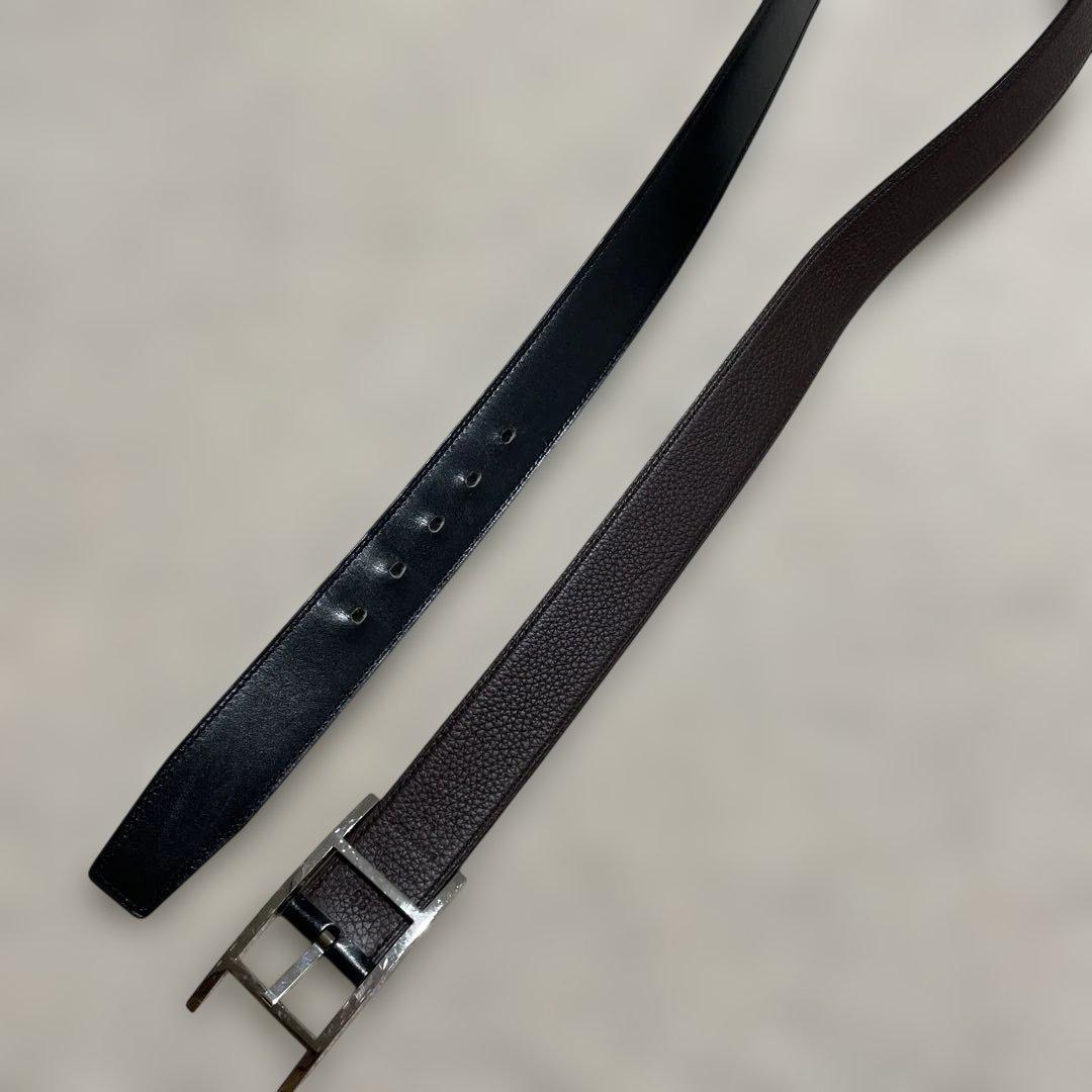 【HERMES】リバーシブルベルト 《カンタン》 32 黒 / ショコラ
