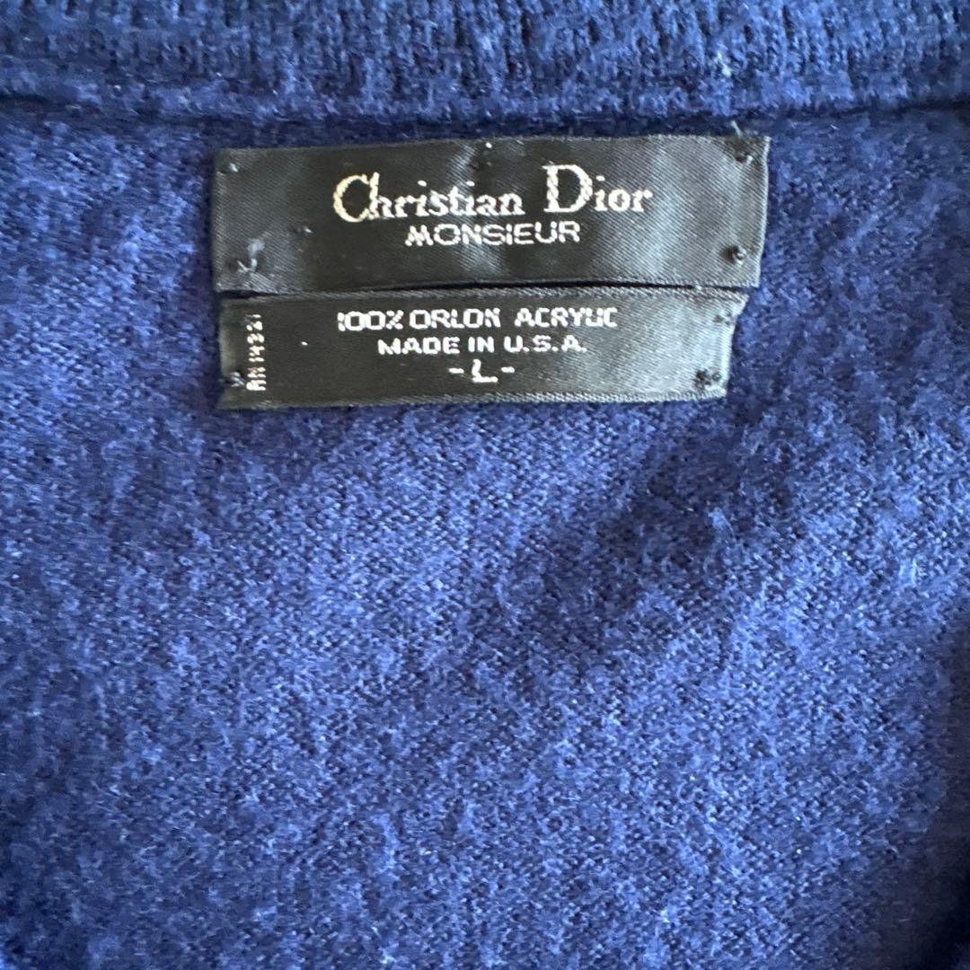 Old Christian Dior ネイビー Vネックセーター L 80s - メルカリ