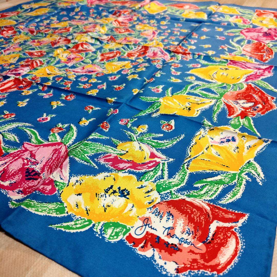Jim Thompson 花柄 シルク100%☆大判スカーフ - メルカリ