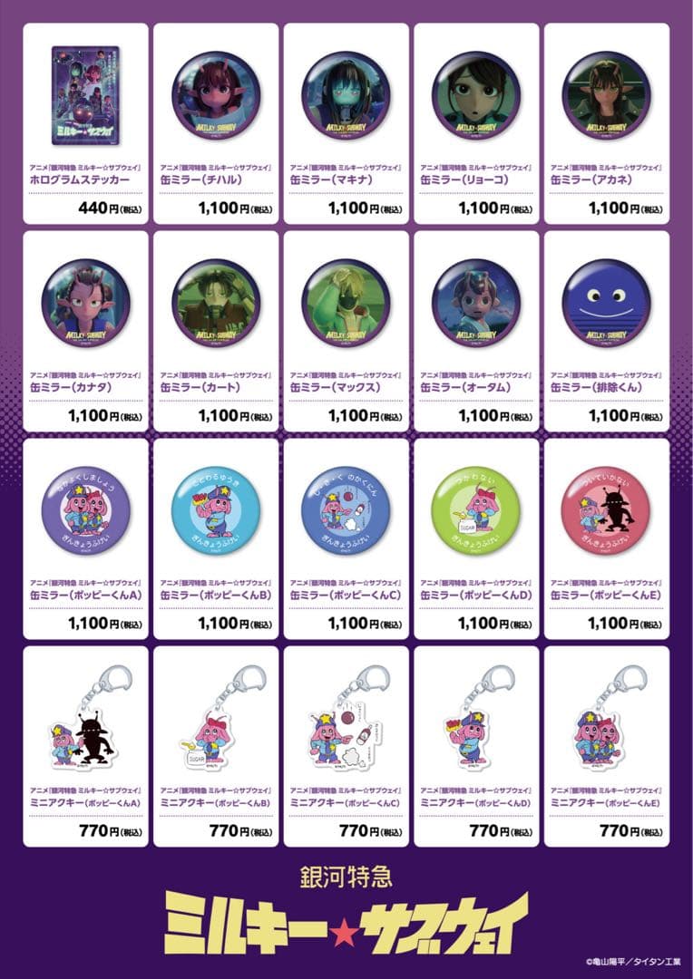 缶ミラー/ポッピーくん/なかよくしましょう/銀河特急ミルキー