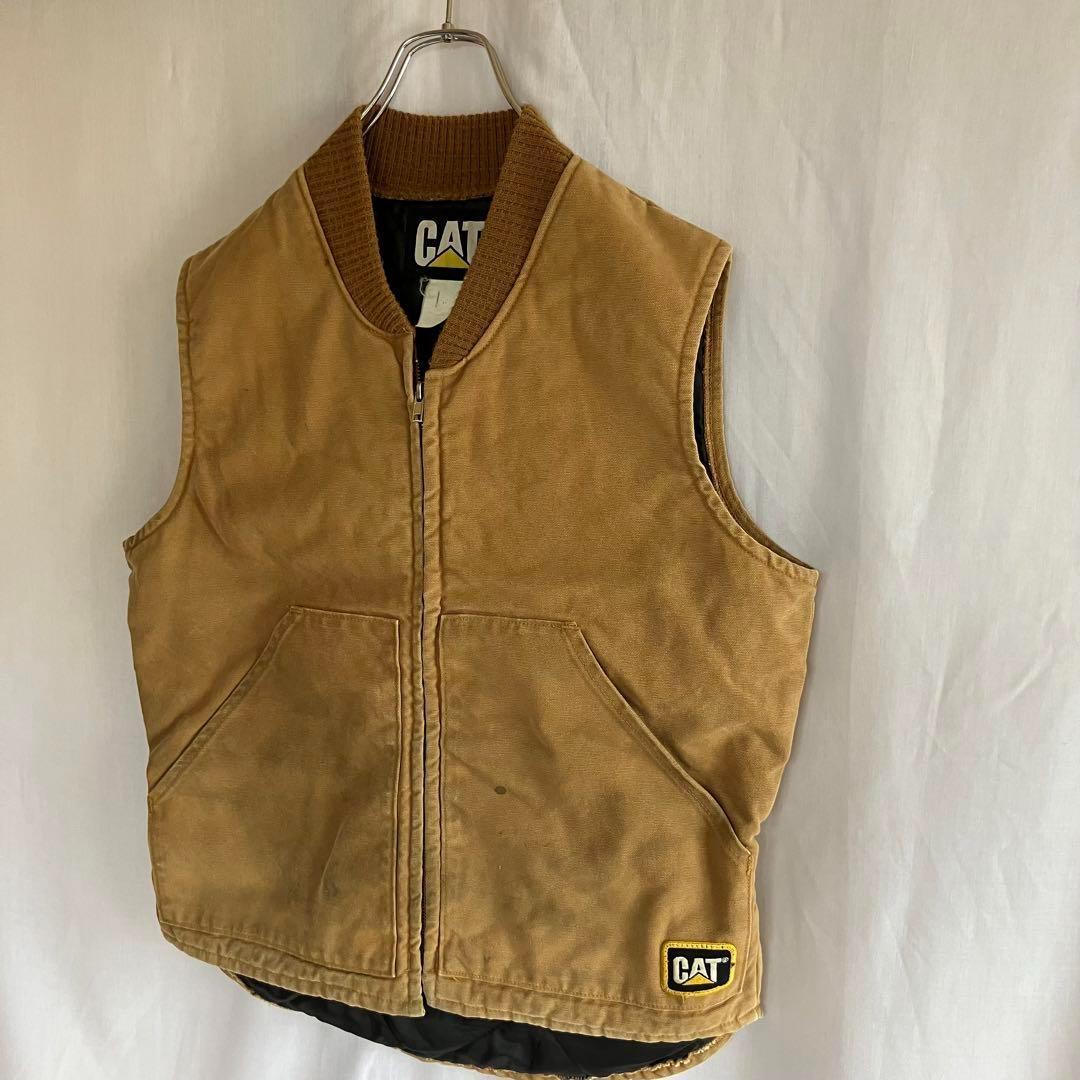 90's CAT キャタピラー ダック地 ベスト アクティブジャケット USA製