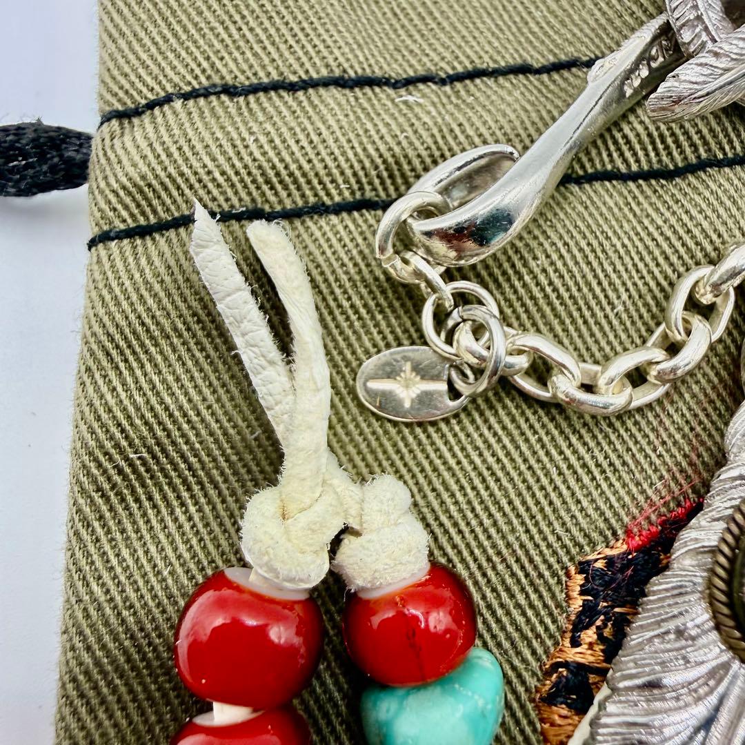 美品 SAAD ターコイズ付きフェザー ホイール、フックネックレスセット