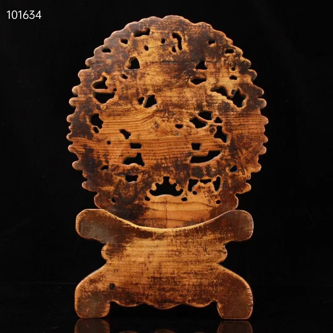 中国古美術・八卦龍屏風・龍置物·黄楊木・手作・宝石で镶嵌・細密