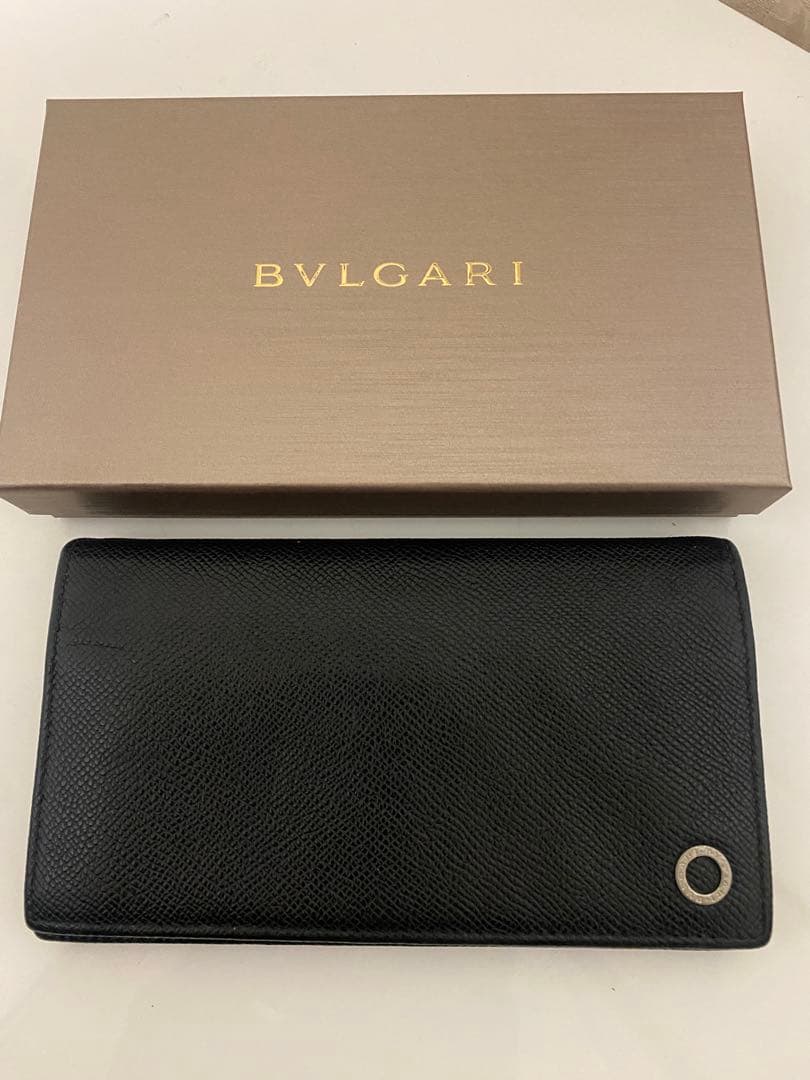 BVLGARI ブラックレザー 長財布 箱付き