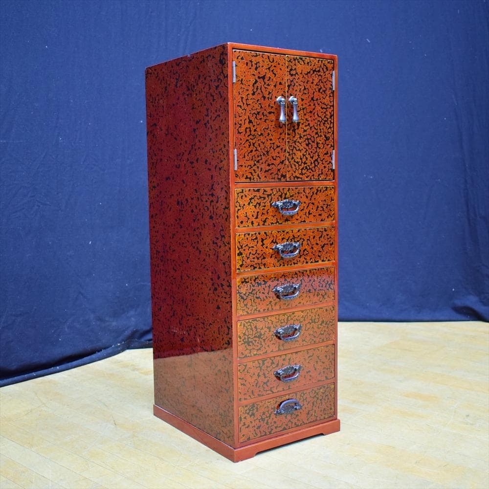 伝統工芸　民芸家具　津軽塗　６段　収納庫　小物箪笥　箪笥　タンス　引出し　茶箪笥 仙台箪笥 猫足チェスト KC-60 拭き漆塗り｜和モダン・生活収納・国産・伝統