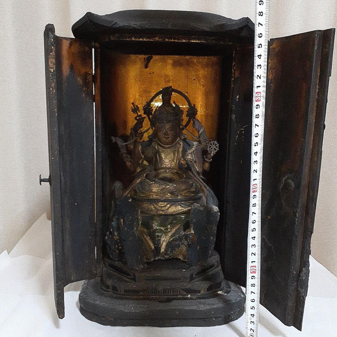 極逸品　鎌倉時代　六臂弁財天　仏像　厨子 江島神社 弁財天坐像(重文.鎌倉前期) 江ノ島の古社に伝わる弁天さま