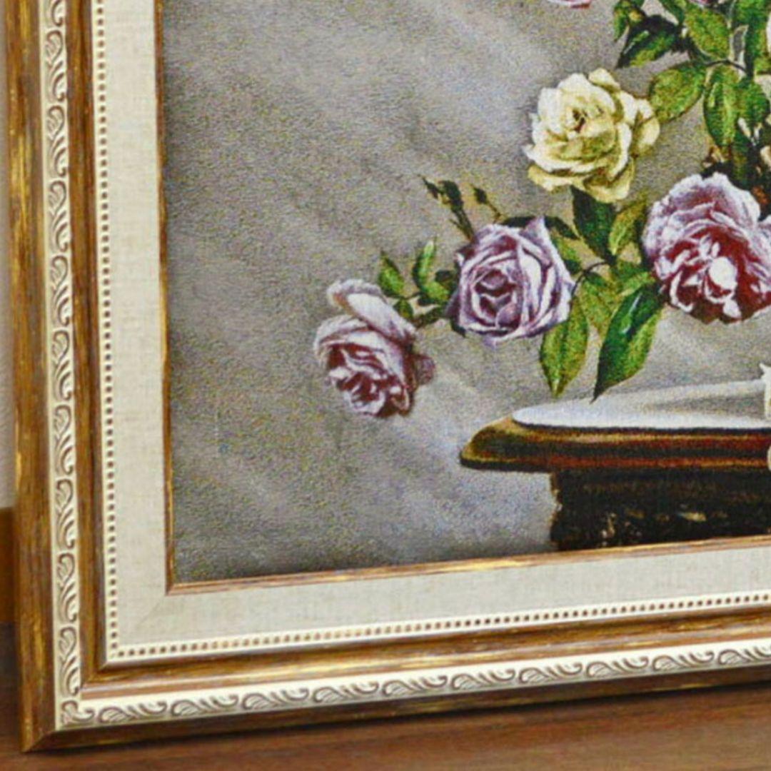 絵画 『卓上の薔薇』 フランス・ゴブラン織り使用 良質キャンバス 豪華