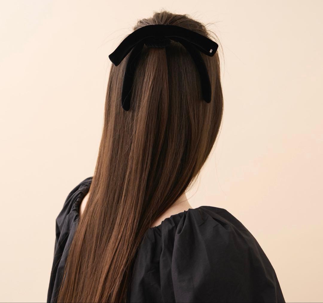 新品未使用 アレクサンドルドゥパリ ベロアリボンゴム ポニー ブラック