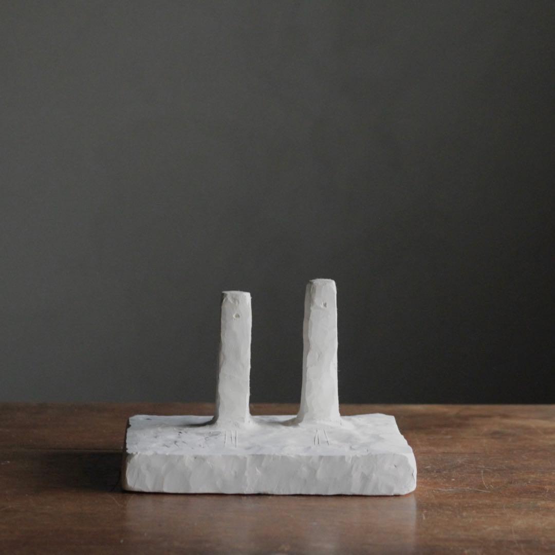 石塑粘土 立体 「ふたつの塔のある建物」現代美術 sculpture オブジェ