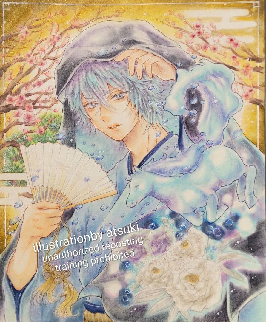 正月 馬 イラスト 手描き オリジナル 創作 原画 馬 正月 イラスト