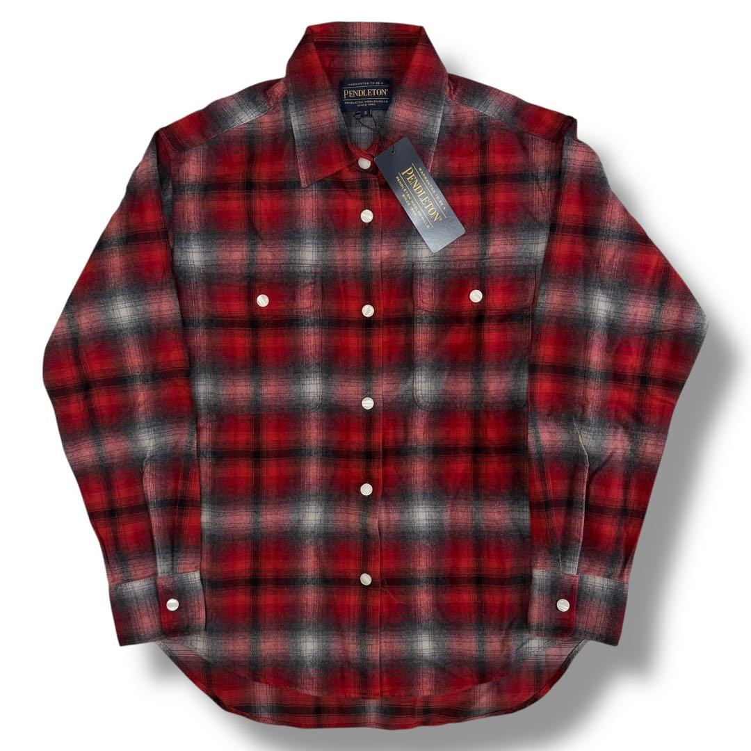 新品未使用 pendleton ペンドルトン オンブレ 赤黒 シャツ - メルカリ