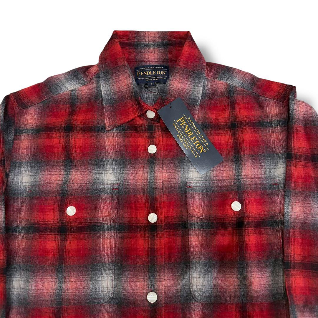 新品未使用 pendleton ペンドルトン オンブレ 赤黒 シャツ - メルカリ