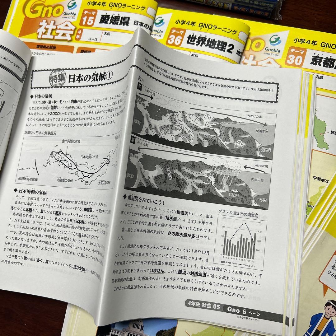 ㉒A 希少未記入 Gno社会 4年生 グノーブル テキストフルセット 季節