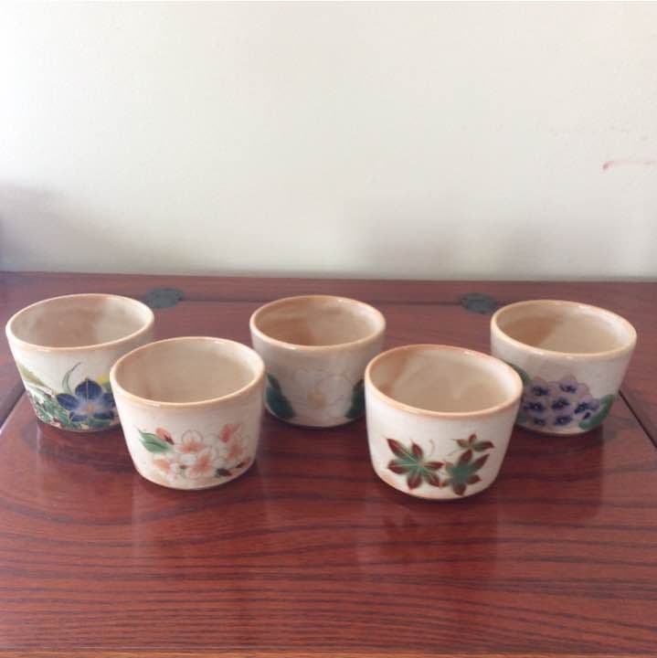 清水焼 とうあん(白掛五草花)    蕎麦猪口 高山｜割草花 手彫そば猪口｜西海陶器 | SAIKAI B-SHOP｜西海陶器