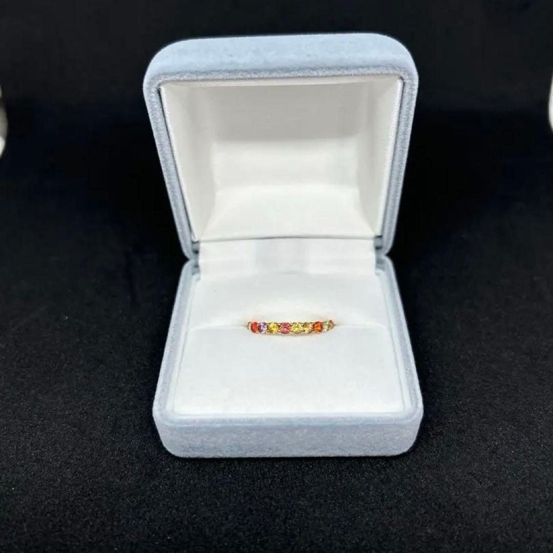 .**様 K18ゴールド マルチカラーストーン リング エタニティ