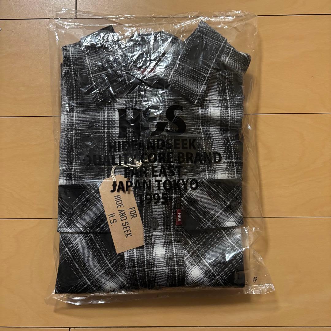 キムタク着 26SS ハイドアンドシーク オンブレチェックシャツ 黒L新品