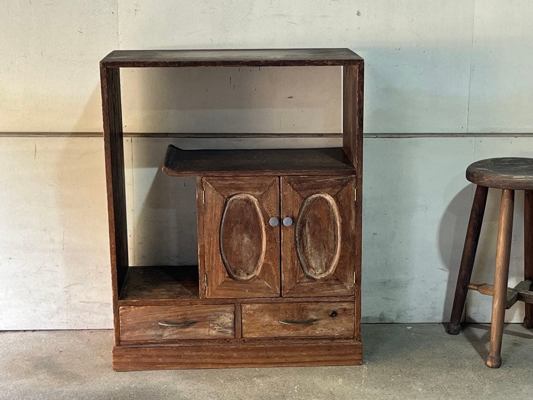 n*u様 アンティーク小ぶりな水屋箪笥 木製茶棚 飾り棚