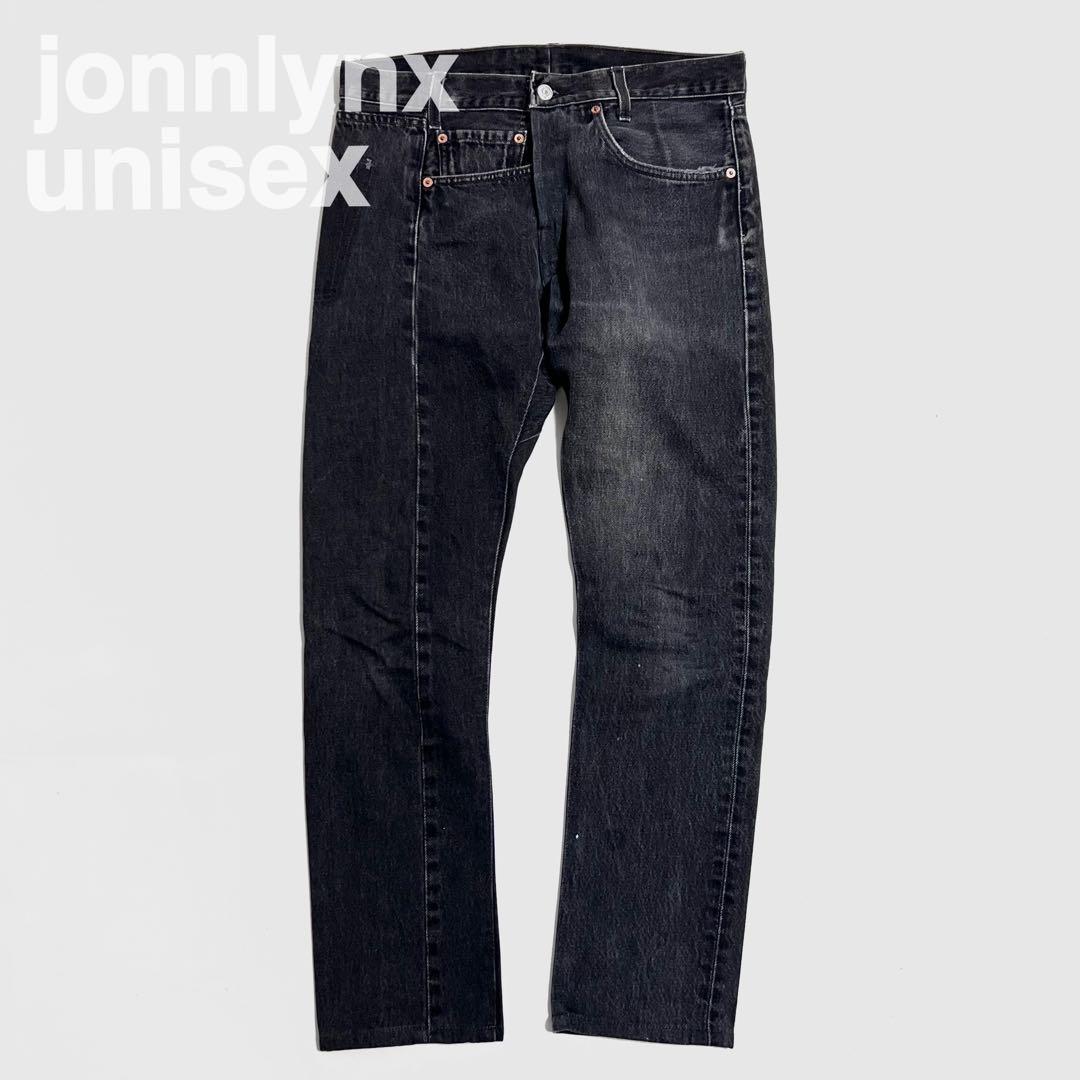 jonnlynx ジョンリンクス 再構築デニムパンツ ブラックデニムユニセックス