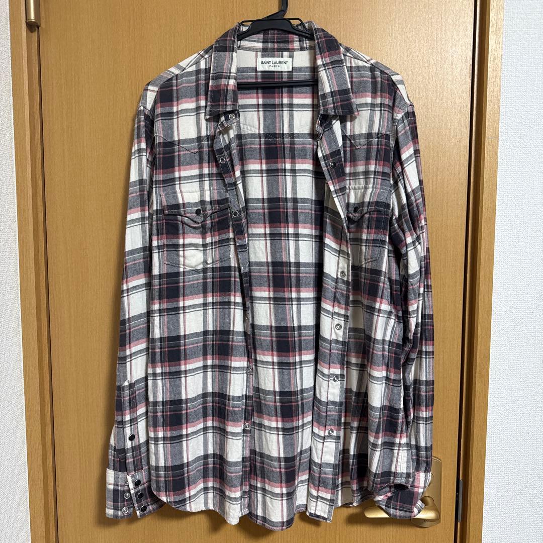SAINT LAURENT チェック柄ネルシャツ Lサイズ 楽天市場】サンローラン パリ チェック シャツの通販