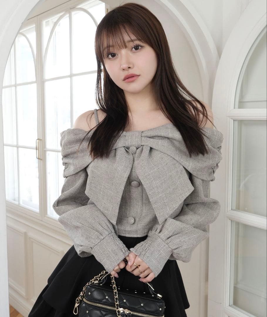 【最終値下げ】LIP SERVICE リボンオフショルロングスリーブトップス リップサービス LIP SERVICE リボンオフショルロングスリーブトップス