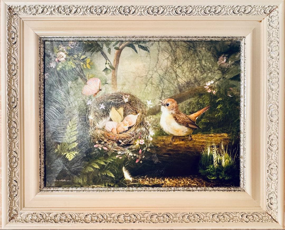 シャーロットバードの油絵調のクラシックウッドフレーム 『ララバイ』