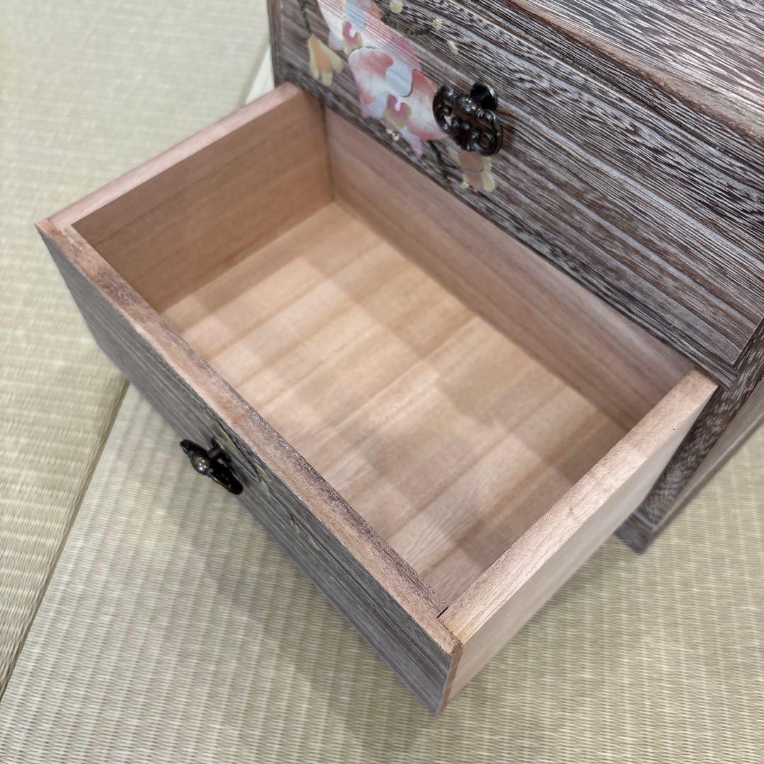 会津やまごの桐 桐工芸 蒔絵 小箪笥 ミニチェスト 2段 - メルカリ