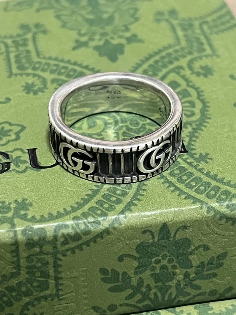 GUCCI グッチ メンズシルバーリング サイズ18号 箱 保存袋付き 極美品