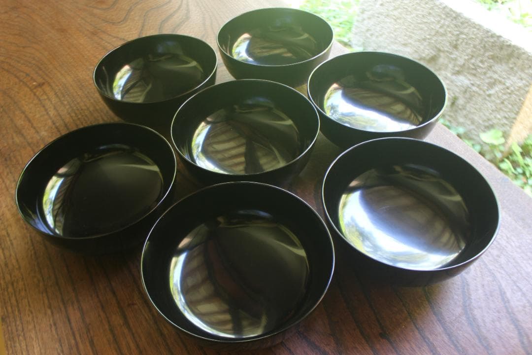 時代逸品！時代黒漆に極上草花蒔絵の映えるお椀7点（検輪島塗蒔絵椀