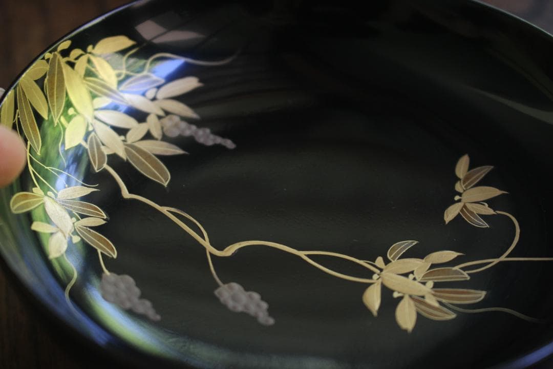 時代逸品！時代黒漆に極上草花蒔絵の映えるお椀7点（検輪島塗蒔絵椀