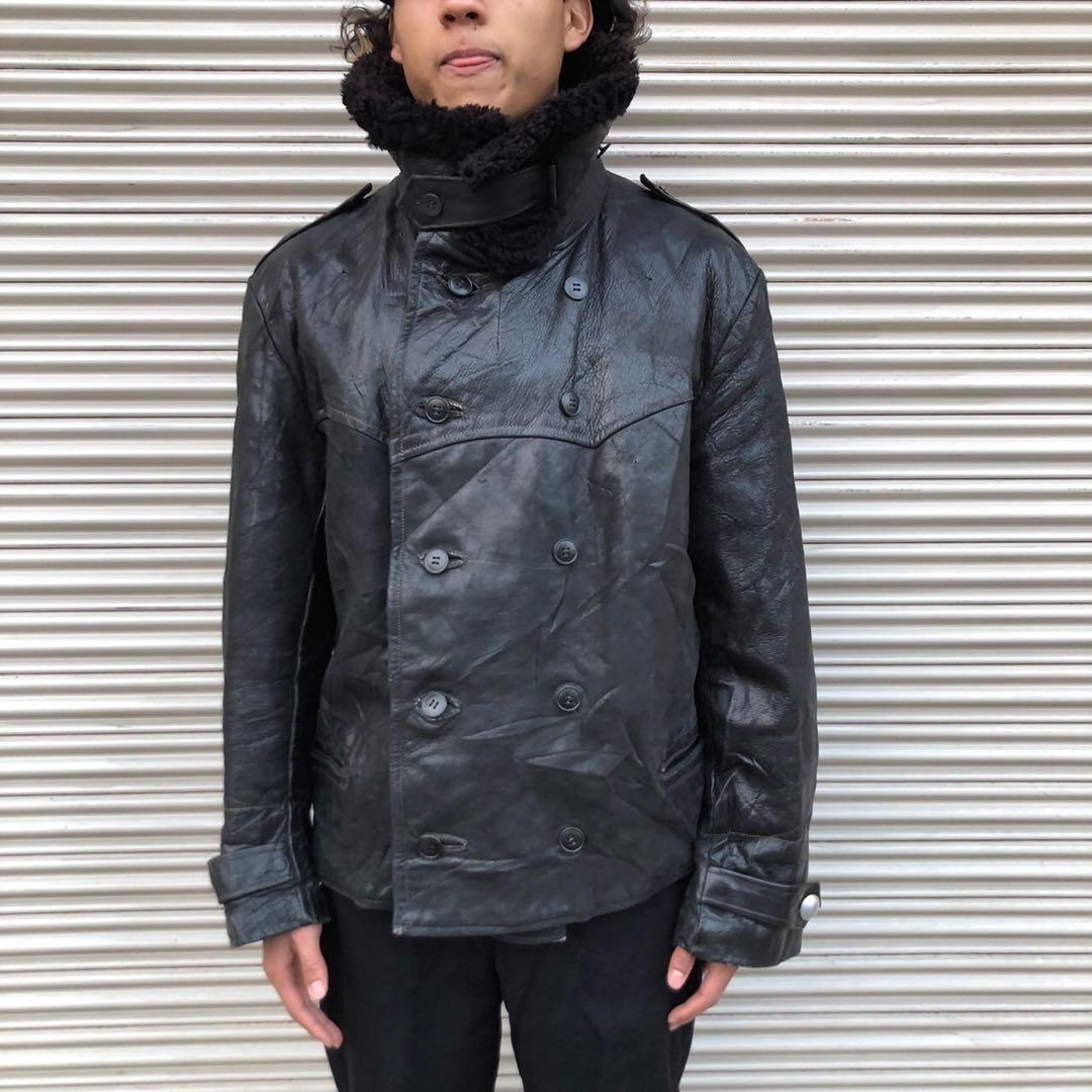 極上 40s スウェーデン軍 実物 襟ボア ムートン レザー モーター