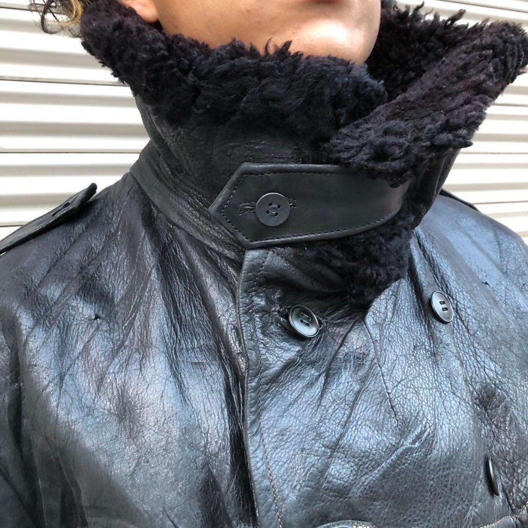 極上 40s スウェーデン軍 実物 襟ボア ムートン レザー モーター