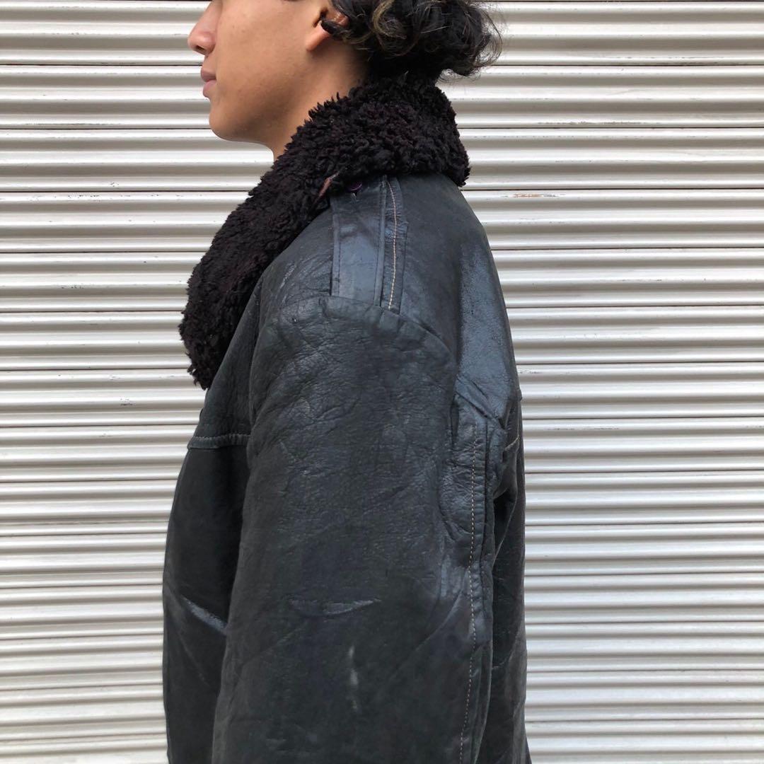 極上 40s スウェーデン軍 実物 襟ボア ムートン レザー モーター