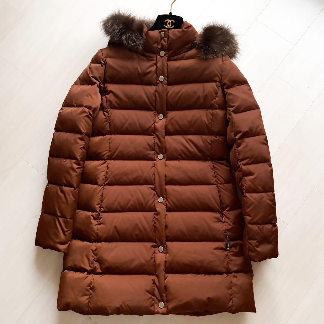 マッキントッシュロンドン 現行 ファーダウンコート ブラウン 36 L】【PONTELAND/ポントランド】セミブライトタフタダウンコート(コート