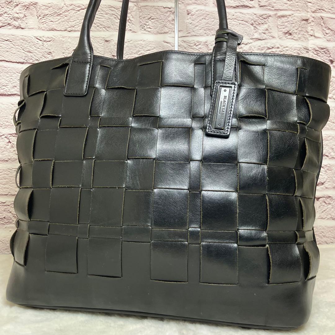 美品✨ブラックレーベルクレストブリッジ イントレチャート 本革 A4 トート 黒