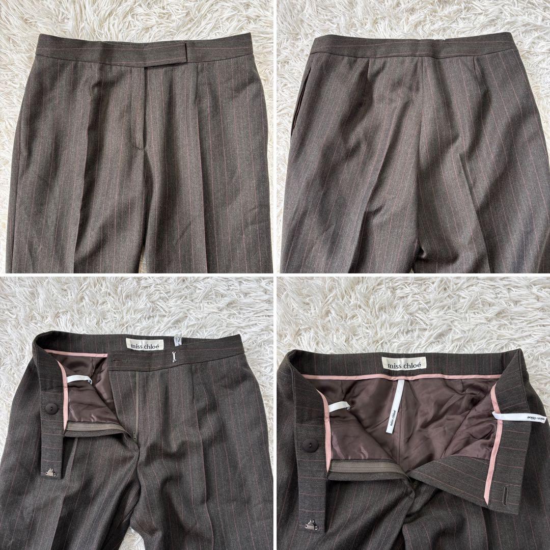 極美品☆【ミス　クロエ】ピンクストライプ　裏地　総裏地　パンツスーツ　40 L