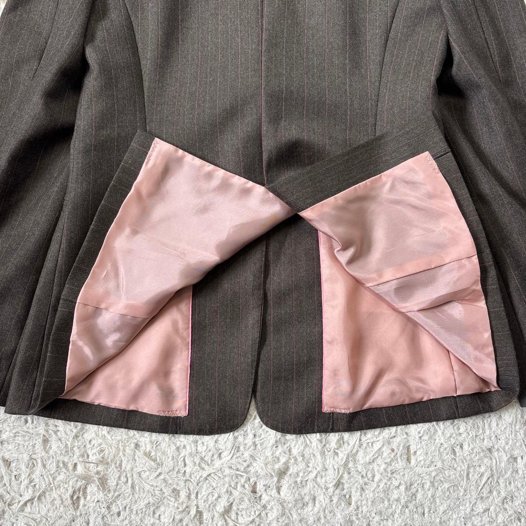 極美品☆【ミス　クロエ】ピンクストライプ　裏地　総裏地　パンツスーツ　40 L