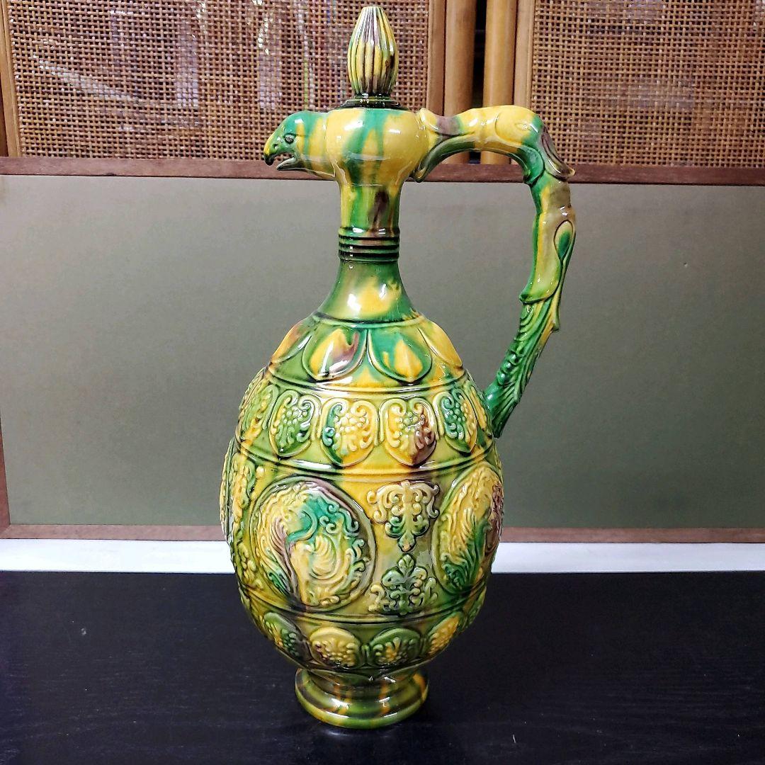 （611）✿特価★十三代横石嘉助★長崎三彩★鳳首瓶★破魔オマケ付き★