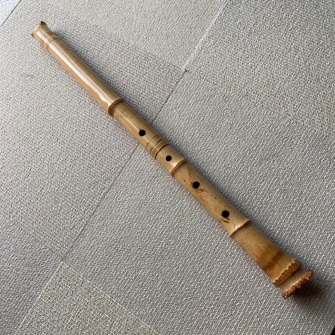 165 尺八　二尺一寸管　昌玄？唄口銀巻き白