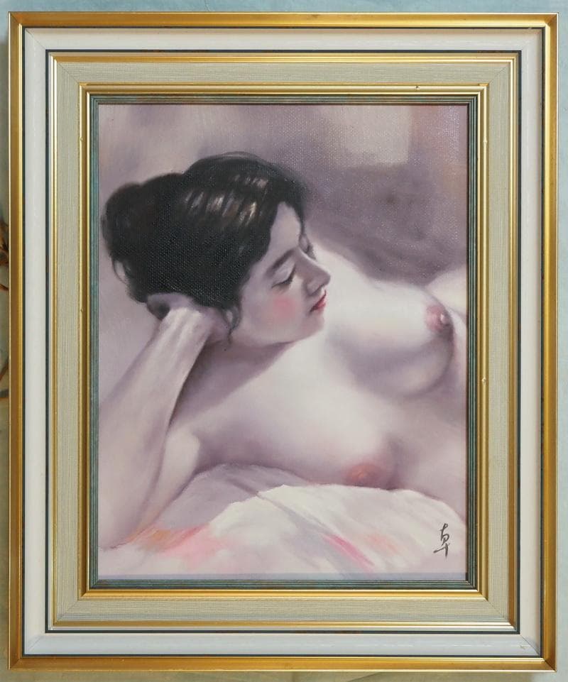絵画　 油彩　高坂卓至「裸婦」 サイン　F6サイズ　額装済み 肉筆手描き