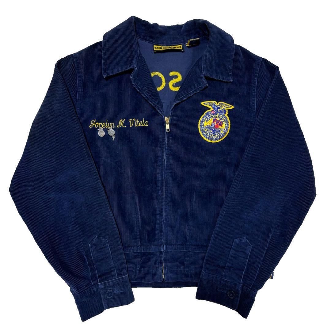 ［古着］FFAジャケット コーデュロイ 濃紺 希少 バッジ2個付き 90s