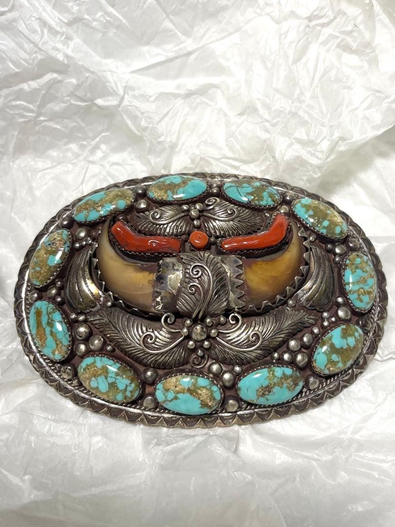 【新品未使用】 エスニックシルバーベルトバックル