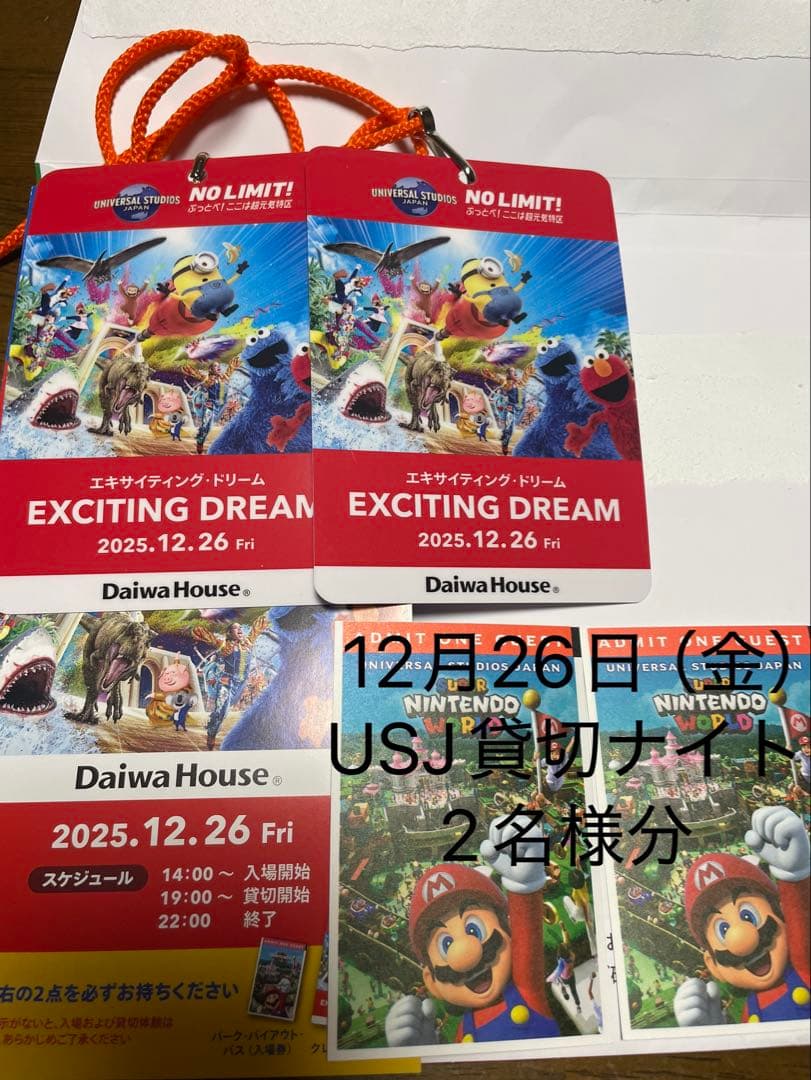 ユニバ USJ 貸切ナイト2025年12月26日 2名様分 - メルカリ
