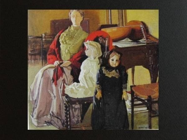 小磯良平、【マヌキャンと西洋人形（B)】、希少な大判額装用画集より